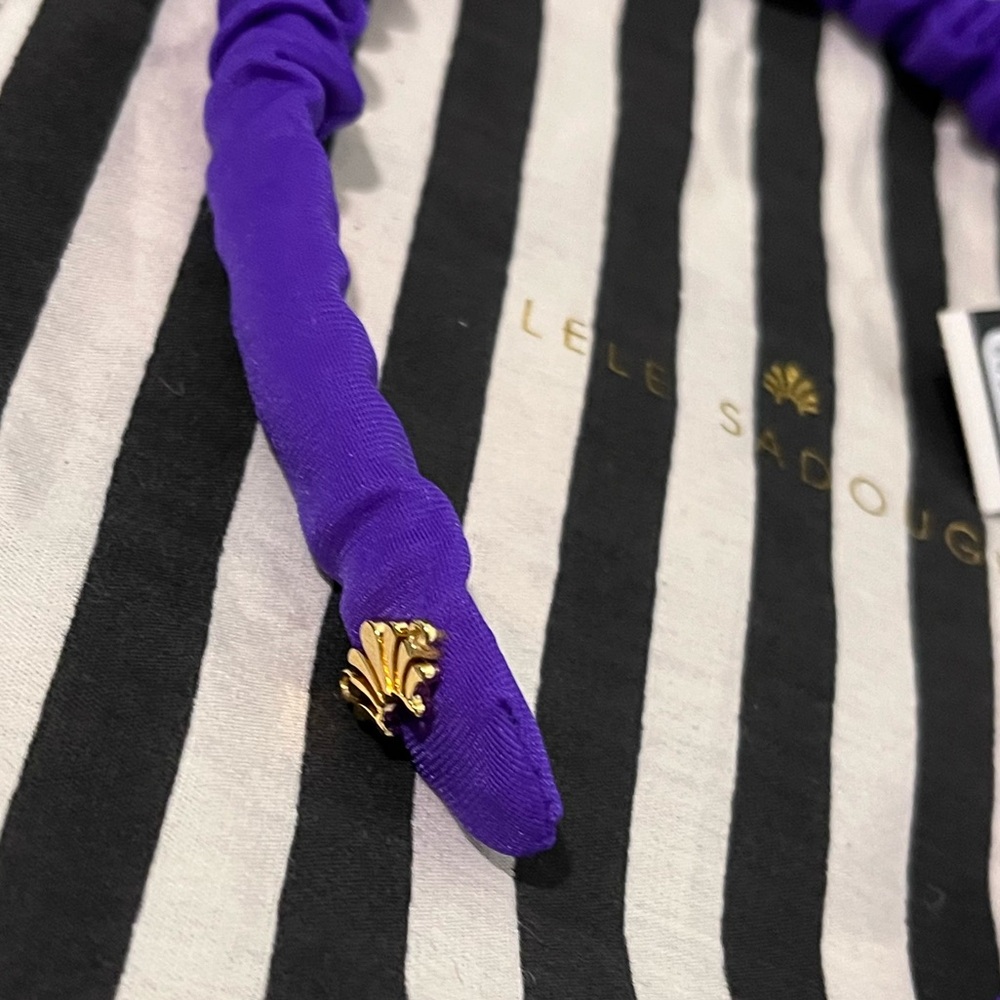 LELE SADOUGHI NWT AUTHENTIC VIOLET JESSIE RUCHED NEOPRENE SLIM HEADBAND - Picture 6 of 15